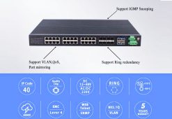 Tính năng Switch công nghiệp UPCOM 16 cổng mạng 10-100-1000 + 8 cổng Combo Gigabit + 4 cổng SFP Gigabit IES1028G-16G-8GC-4GS
