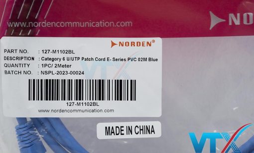 Dây nhảy mạng Cat6 UUTP NORDEN 2M 127-M1102BL (màu xanh) (4)