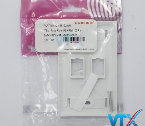 Mặt ổ cắm mạng 2 lỗ NORDEN 124-15102WH (2)