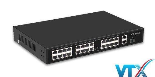 Switch PoE UPCOM 24 cổng PoE 10-100M + 2 cổng Uplink 1000M + 1 cổng Gigabit SFP POE3024-2G-GS