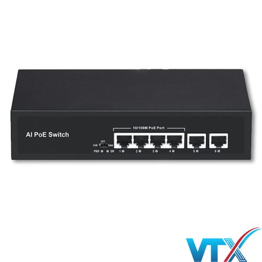 Switch PoE UPCOM POE304-2 4 cổng PoE 10-100M + 2 cổng RJ45 Uplink 10-100M
