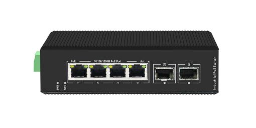 Switch PoE công nghiệp UPCOM - 4 cổng PoE Gigabit RJ45 + 2 cổng Combo SFP Gigabit (quản lý) PIES106G-2GS-4P
