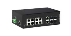 Switch PoE công nghiệp UPCOM 8 cổng PoE Gigabit RJ45 + 2 cổng Uplink Gigabit RJ45 + 2 cổng Combo SFP Gigabit PIES1014G-4GS-8P