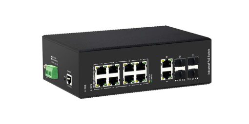 Switch PoE công nghiệp UPCOM 8 cổng PoE Gigabit RJ45 + 2 cổng Uplink Gigabit RJ45 + 2 cổng Combo SFP Gigabit PIES1014G-4GS-8P