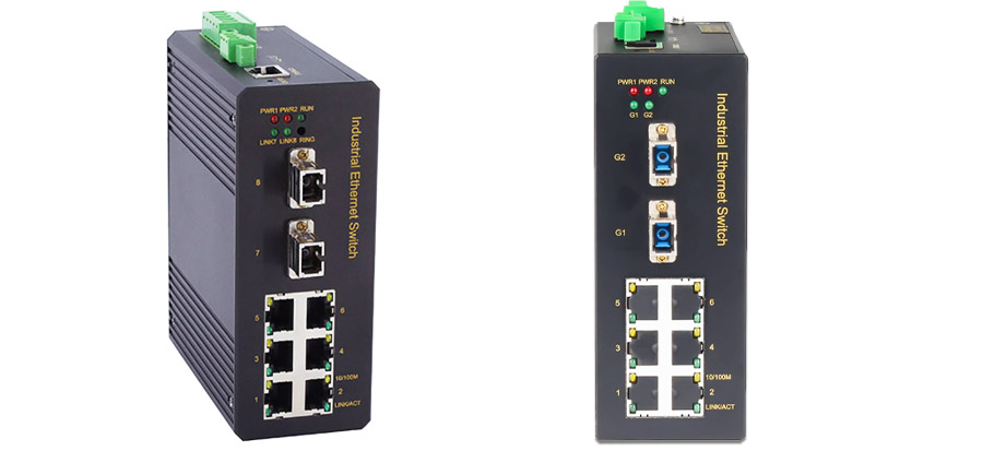 Switch công nghiệp By-pass UPCOM 6 cổng RJ45 10-100M +2 cổng SFP Gigabit (được quản lý) BIES508-2GS