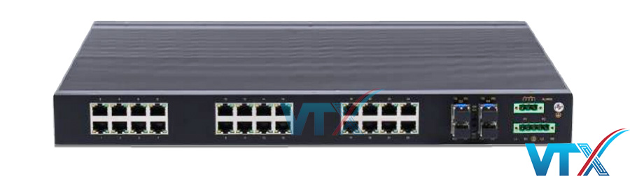 Switch công nghiệp layer 3 UPCOM 24 cổng mạng 10-100 Mbps và 4 cổng SFP Gigabit ICS1028-4GS