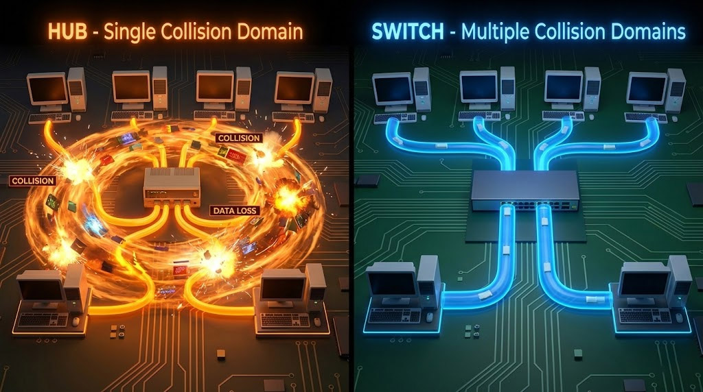 phân biệt giữa switch và hub