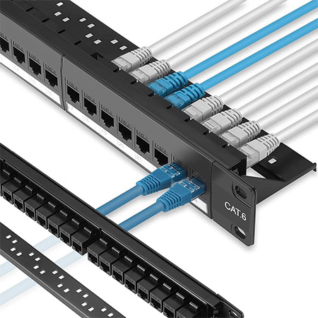 hình ảnh nhân mạng được lắp đặt trên Patch Panel