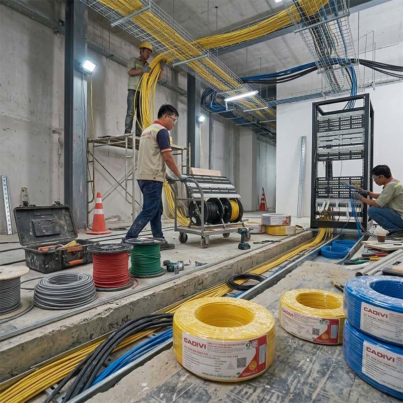 dây điện đơn VCm cadivi đang được thi công... dây điện đơn VCm cadivi đang được thi công...