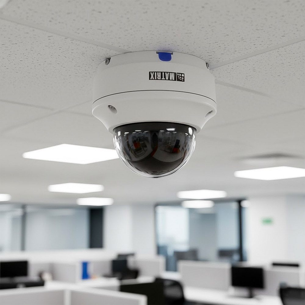 Camera Matrix Dome IR 5MP SATATYA CIDR50MVL12CWP lắp đặt trong phòng họp