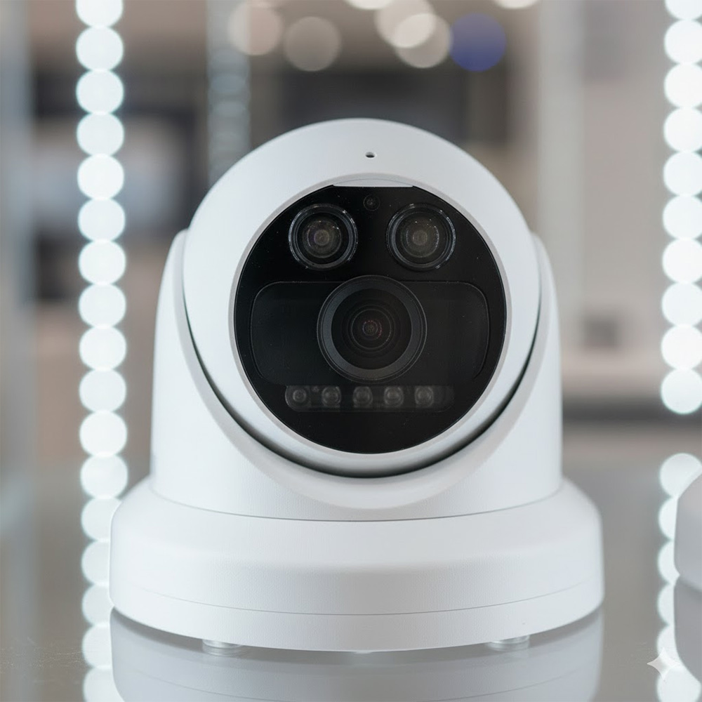 Camera Matrix Turret IR 5MP SATATYA MITR50FL28CWS được đặt trong tủ trưng bày