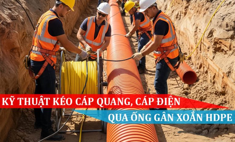 Hướng dẫn kỹ thuật kéo cáp quang, cáp điện qua ống gân xoắn HDPE___
