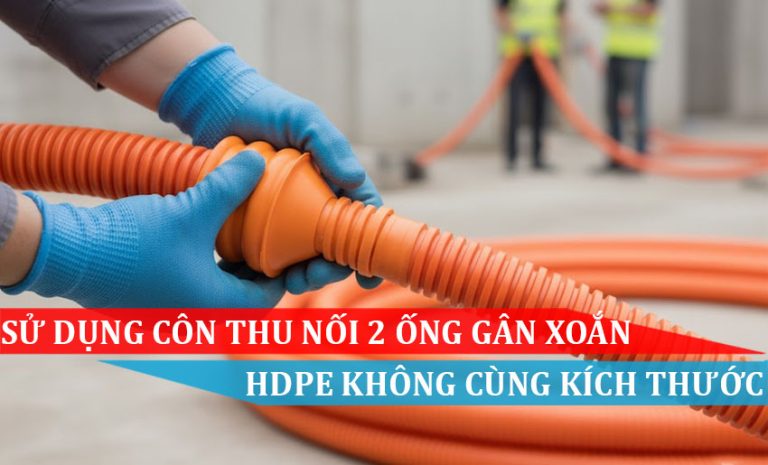 Hướng dẫn sử dụng Côn Thu nối 2 ống gân xoắn HDPE không cùng kích thước