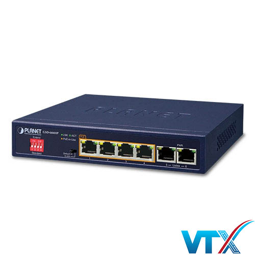 GSD-604HP - Switch để bàn 4-Port 101001000T 802.3at PoE + 2-Port 101001000T