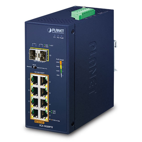 IGS-1020PTF Switch công nghiệp 8 cổng 101001000T 802.3at PoE + 2 cổng 1001000X SFP (1)