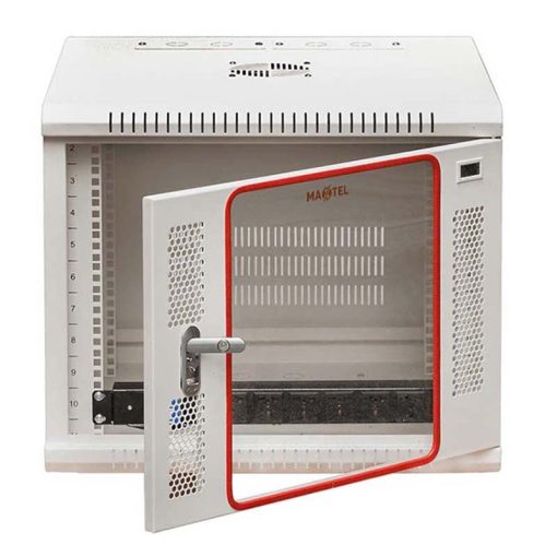 Ảnh chụp mặt trước cửa mở tủ rack 10U treo tường maxtel