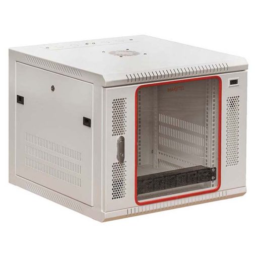 Ảnh chụp mặt trước góc nghiêng phải tủ rack 10U treo tường maxtel