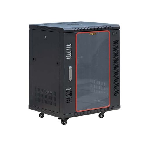 Ảnh góc nghiêng mặt trước tủ rack Maxtel 15U