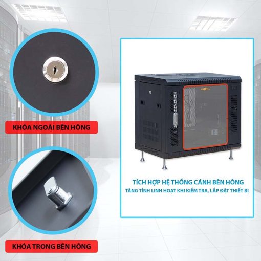 Ảnh khóa cửa hông tủ rack 10U Maxtel