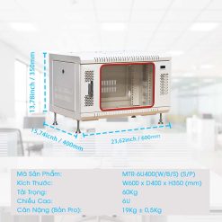 Chi tiết kích thước của tủ rack 6U Maxtel