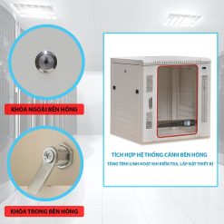 Cửa trước tủ rack 12U400 Maxtel được làm từ kính hoặc mica trong suốt(5)