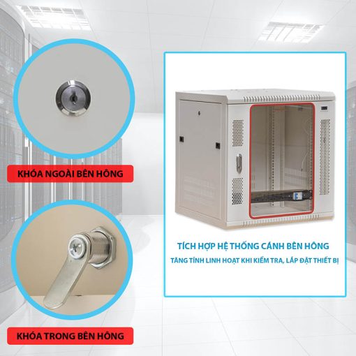 Cửa trước tủ rack 12U400 Maxtel được làm từ kính hoặc mica trong suốt(5)