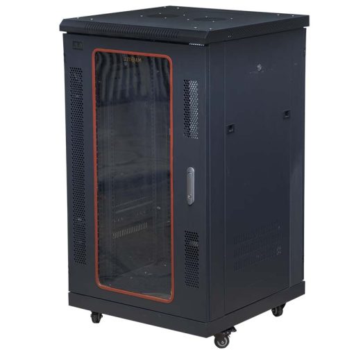 Góc nghiêng trái mặt trước tủ rack Maxtel 20U