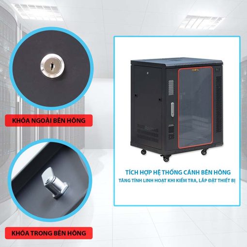 Khóa cửa hông tủ rack 15U Maxtel