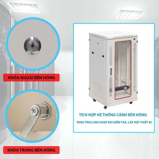 Khóa cửa hông tủ rack 22U maxtel
