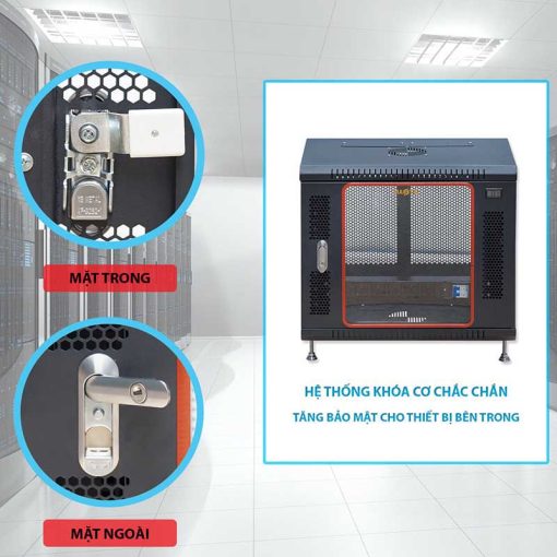 Khóa cửa trước tủ rack 10U Maxtel