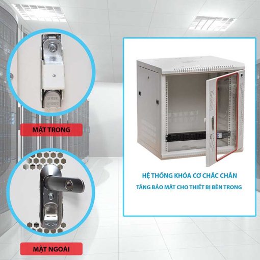 Khóa cửa trước tủ rack 12U400 Maxtel (4)