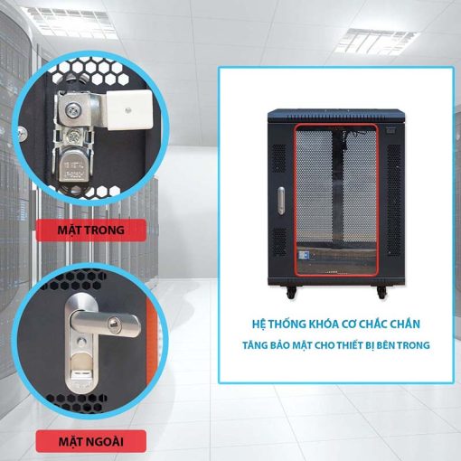 Khóa cửa trước tủ rack 15U Maxtel