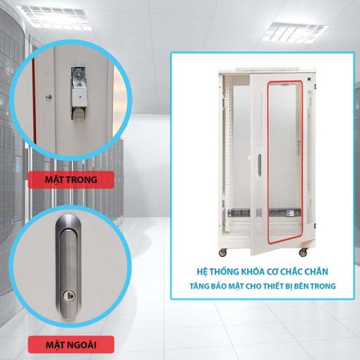 Khóa cửa trước tủ rack 22U Maxtel