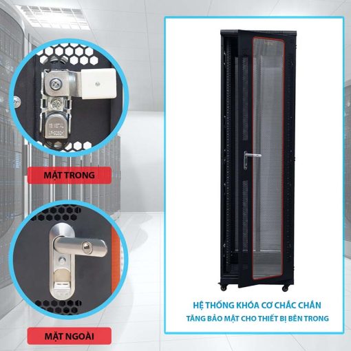 Khóa cửa trước tủ rack 42U Maxtel