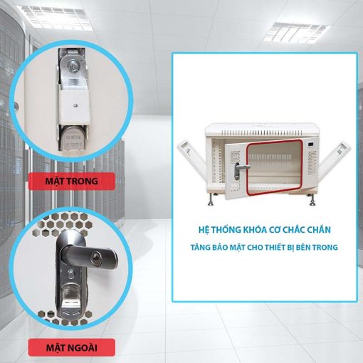 Khóa cửa trước tủ rack 6U Maxtel