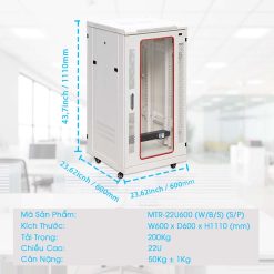 Kích thước tủ rack 22UD600 Maxtel