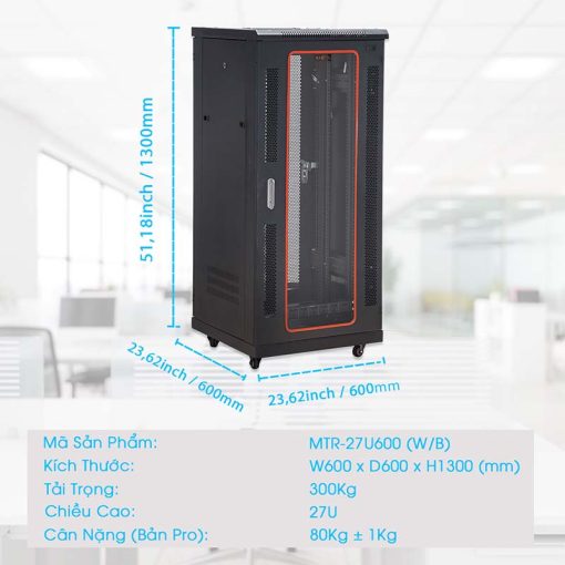 Kích thước tủ rack Maxtel 27U600