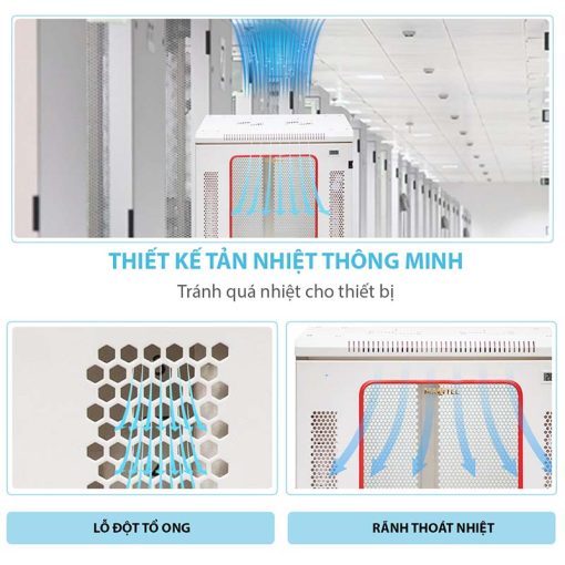 Lỗ đột thoát nhiệt của tủ rack 22U Maxtel