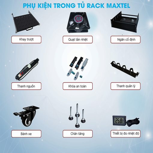 Một số phụ kiện đi kèm của tủ rack Maxtel