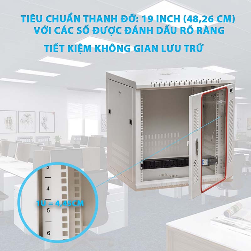 Thanh đỡ chuẩn 19inch tủ rack 12U maxtel