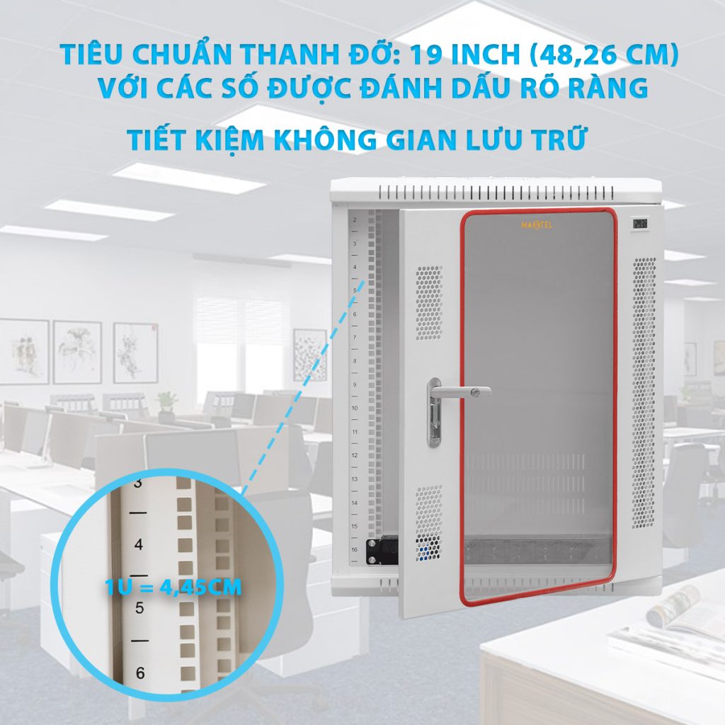 Tủ rack 15U treo tường Maxtel đạt chuẩn 19inch