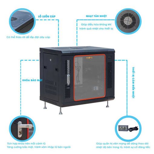 Tủ rack 10U maxtel được trang bị cảm biến nhiệt độ