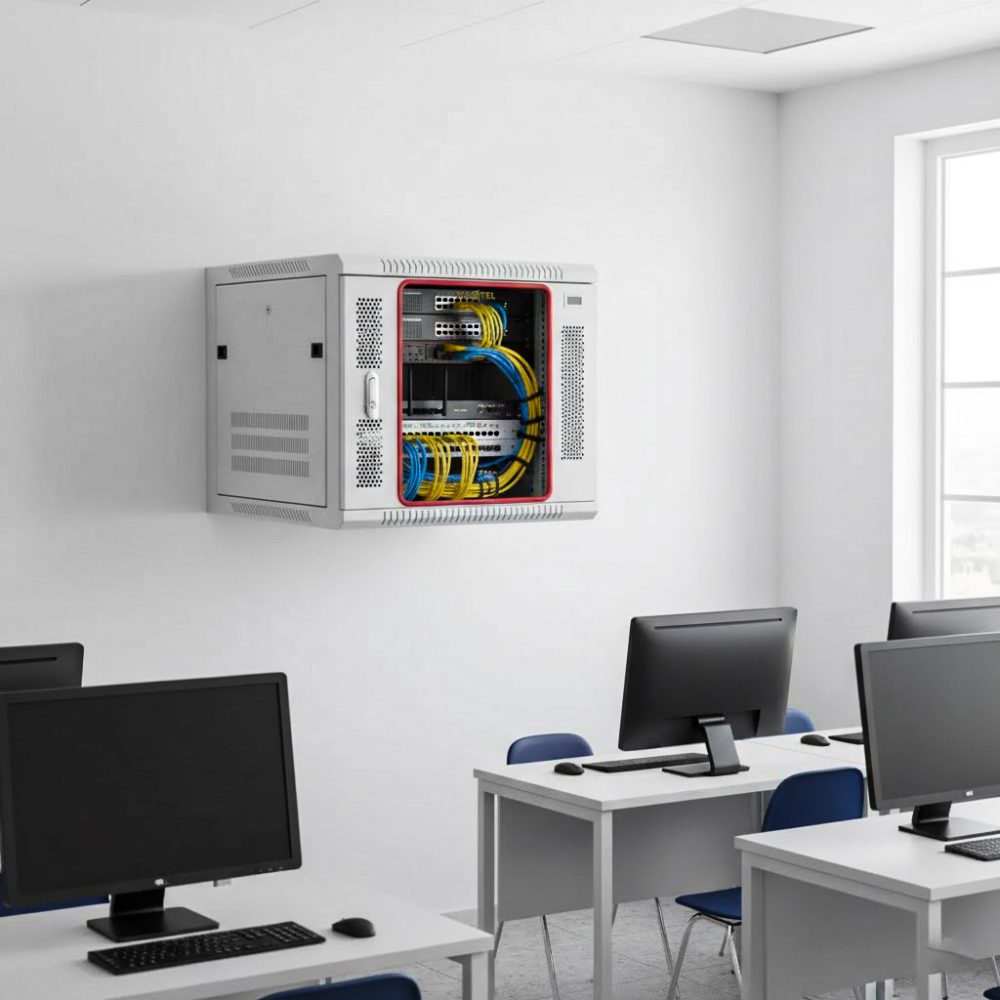 tủ rack 10u trong trường học