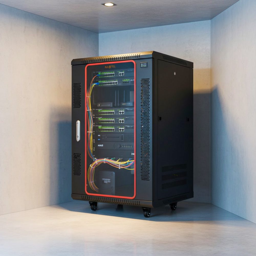 tủ rack 15u d600 dạng đứng ở trong biệt thự