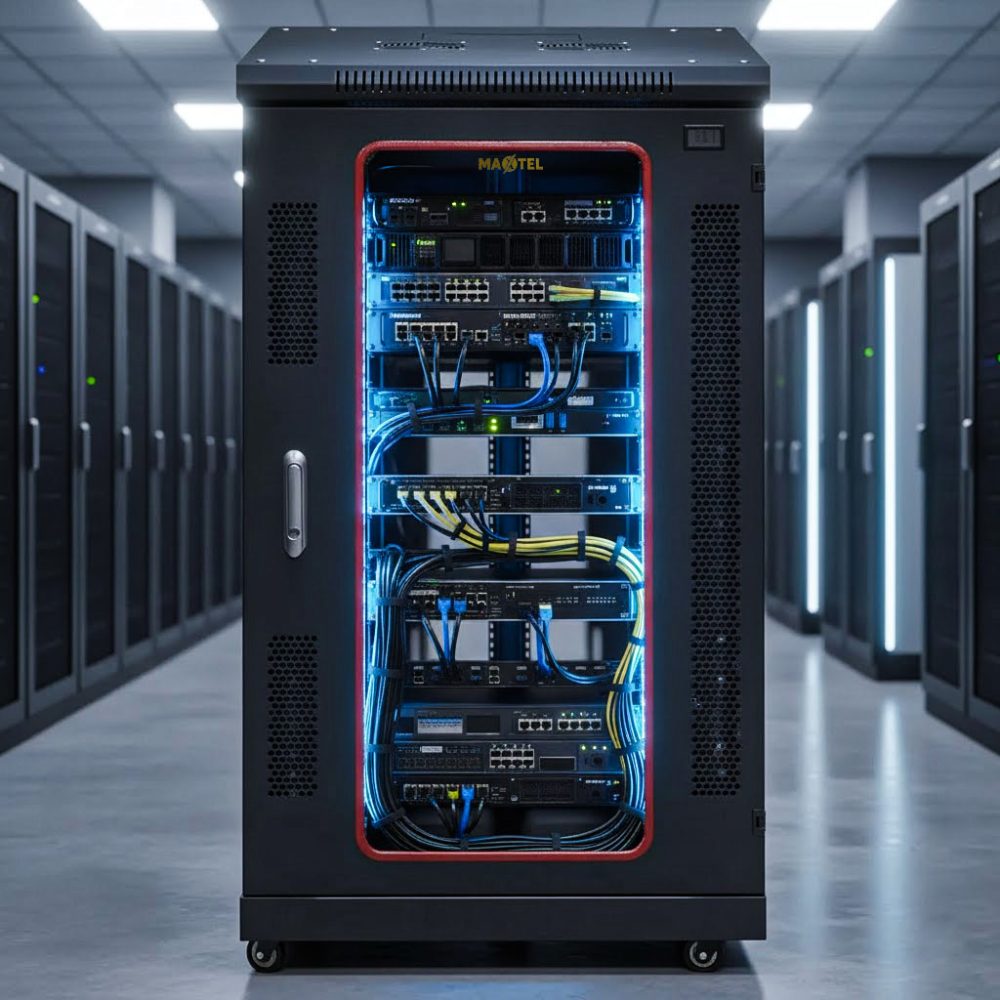 tủ rack 20u trong trung tâm dữ liệu mini