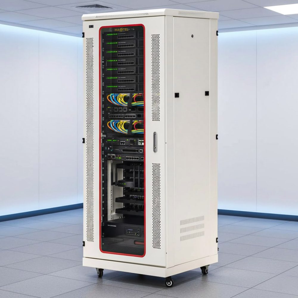tủ rack 32u maxtel trong hệ thống mạng doanh nghiệp