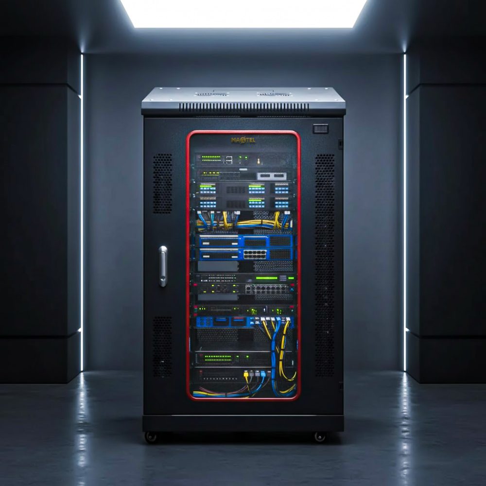 tủ rack maxtel 20u trong showroom