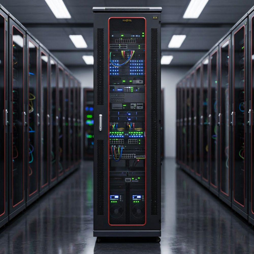 tủ rack maxtel 42u trong trung tâm dữ liệu