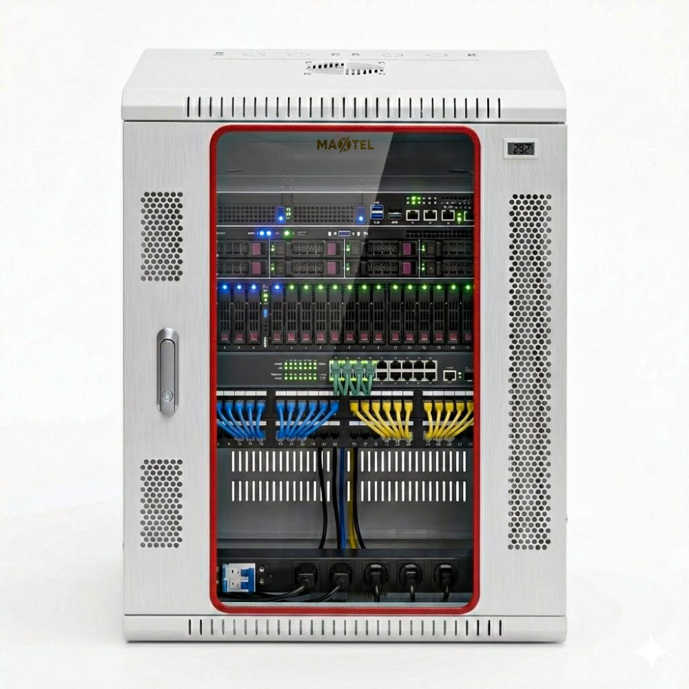 tủ rack treo tường 15U màu trắng