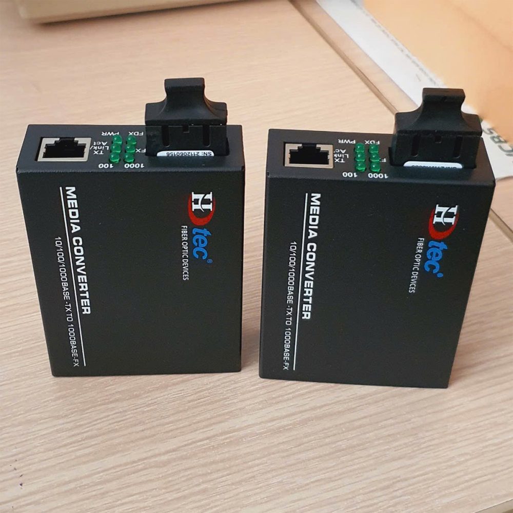 Bộ chuyển đổi Ethernet 2 sợi quang và 1 cổng RJ45 100Mbps1G HDtec (4)